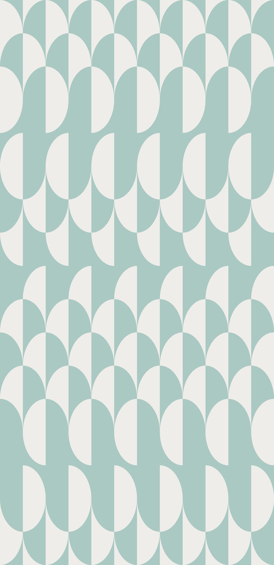 Patterned wallpaper with aqua geometric design on a teal background