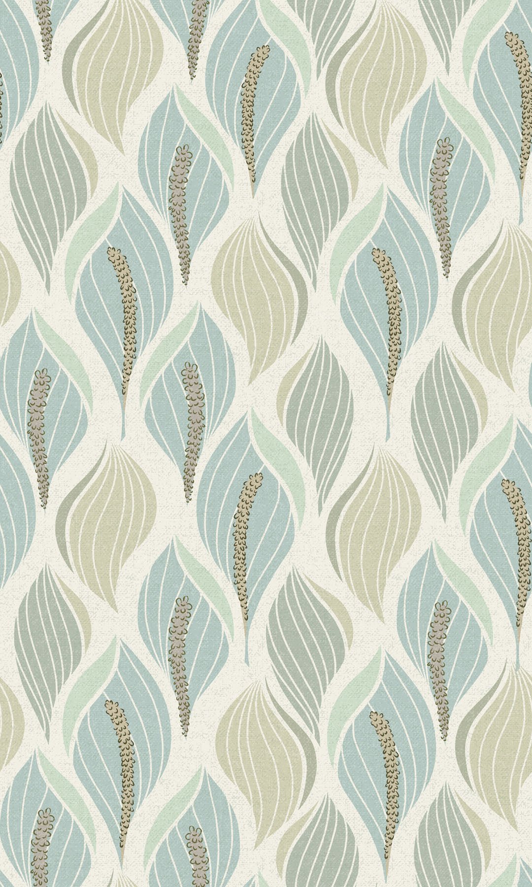 Elegant blue and sage lily wallpaper pattern.