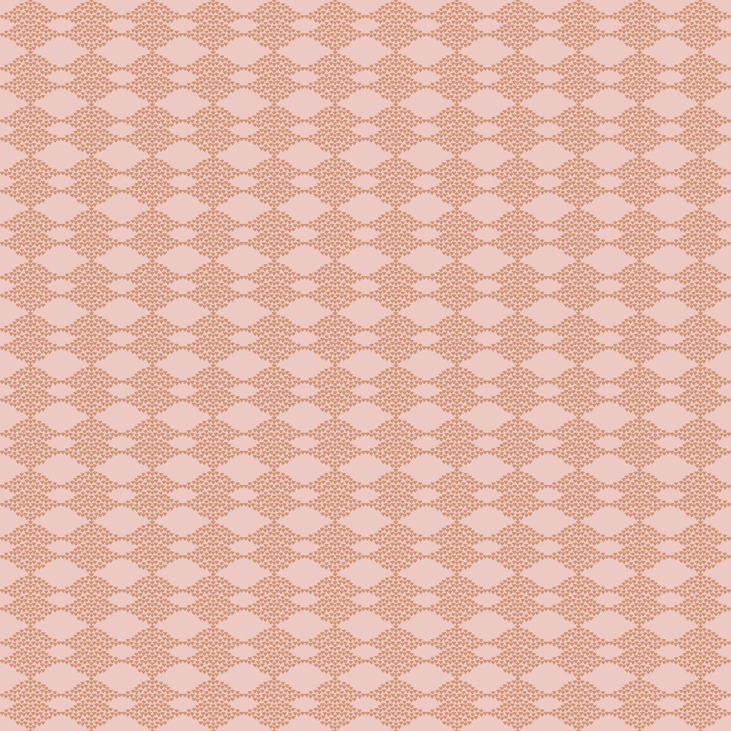 Peach diamond geometric wallpaper pattern on a pale pink background.