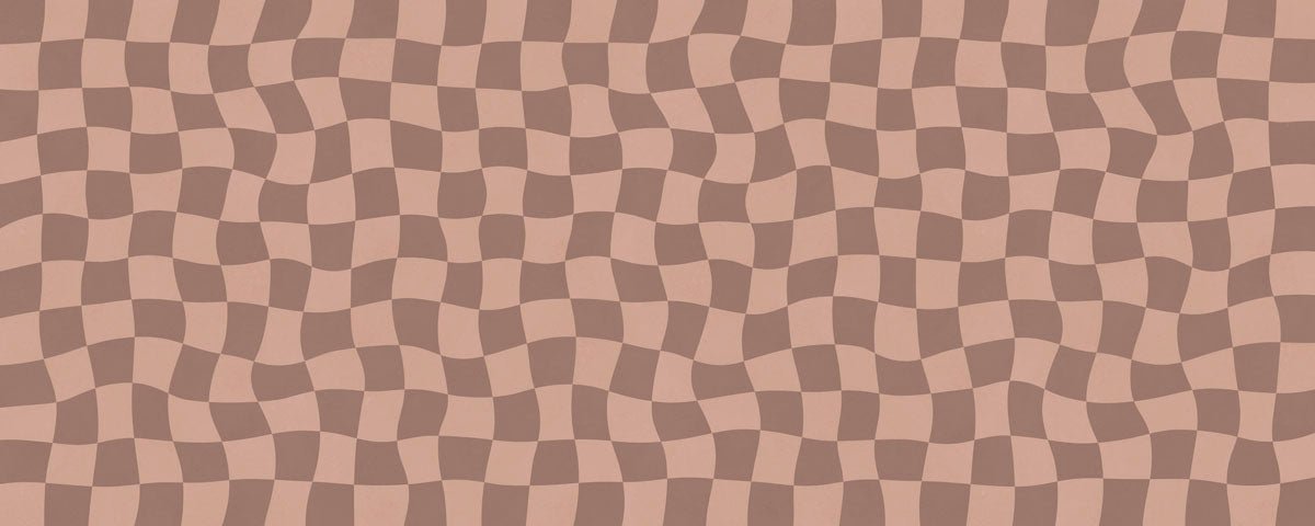 Brown and tan checkered wall mural.