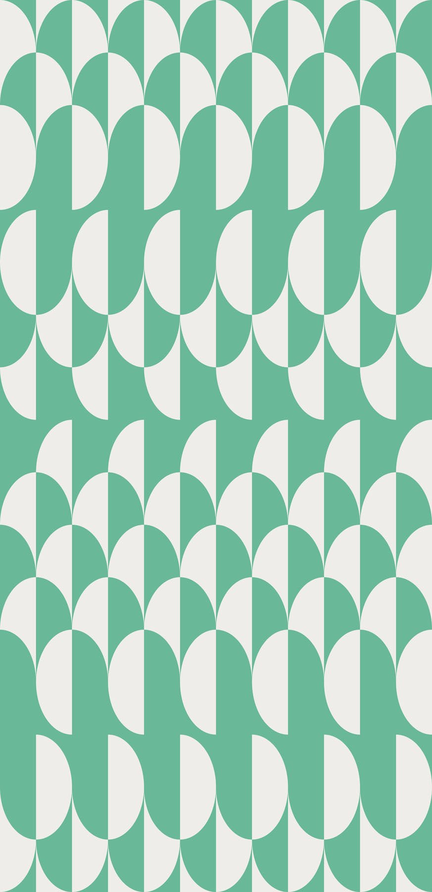 Geometric pattern with white half-circles on a green background