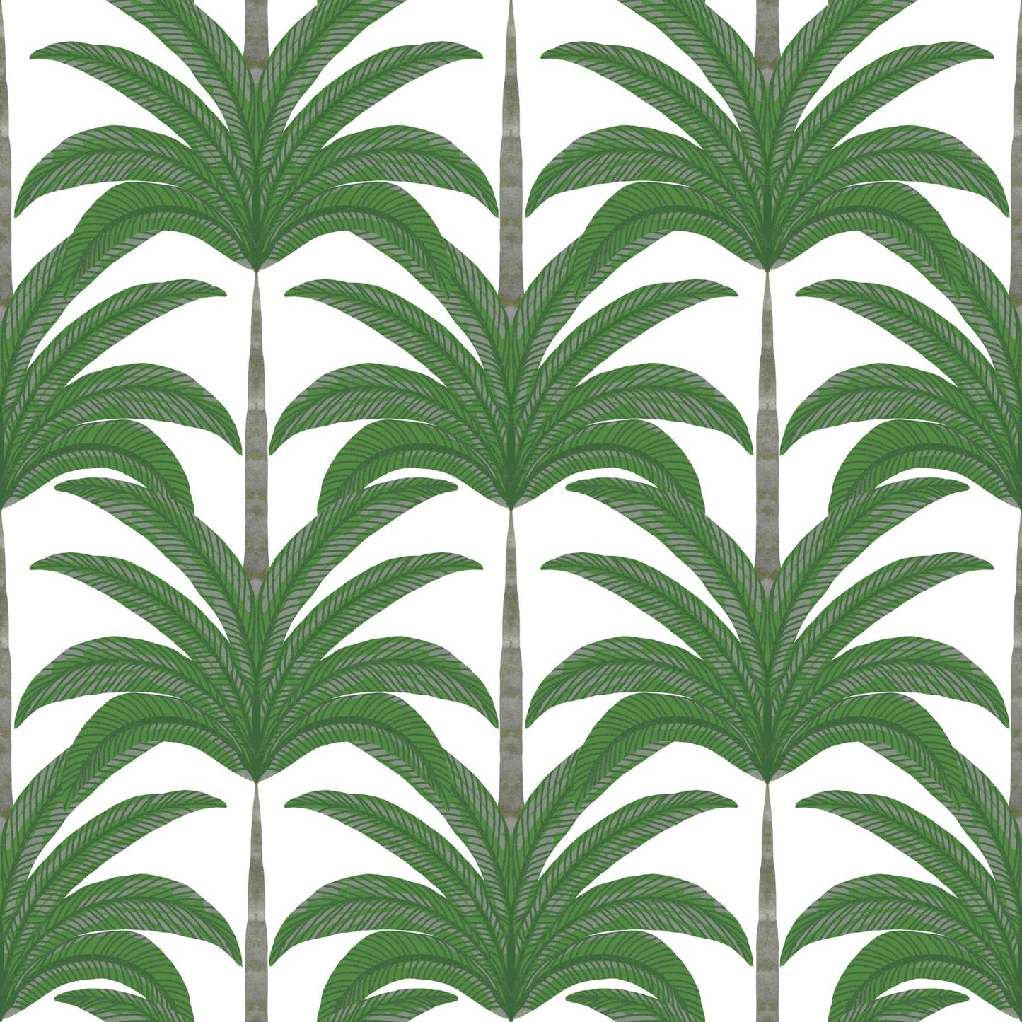 Pattern of green palm leaves on a white background