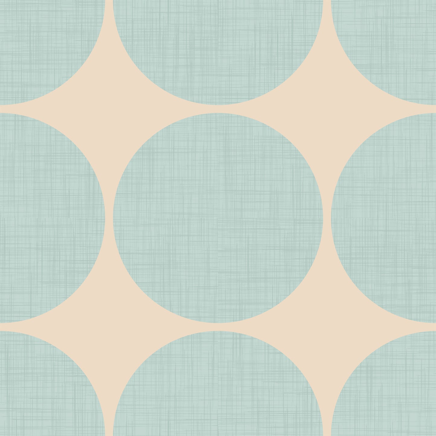 Pattern of oversized textured blue circles a cream background