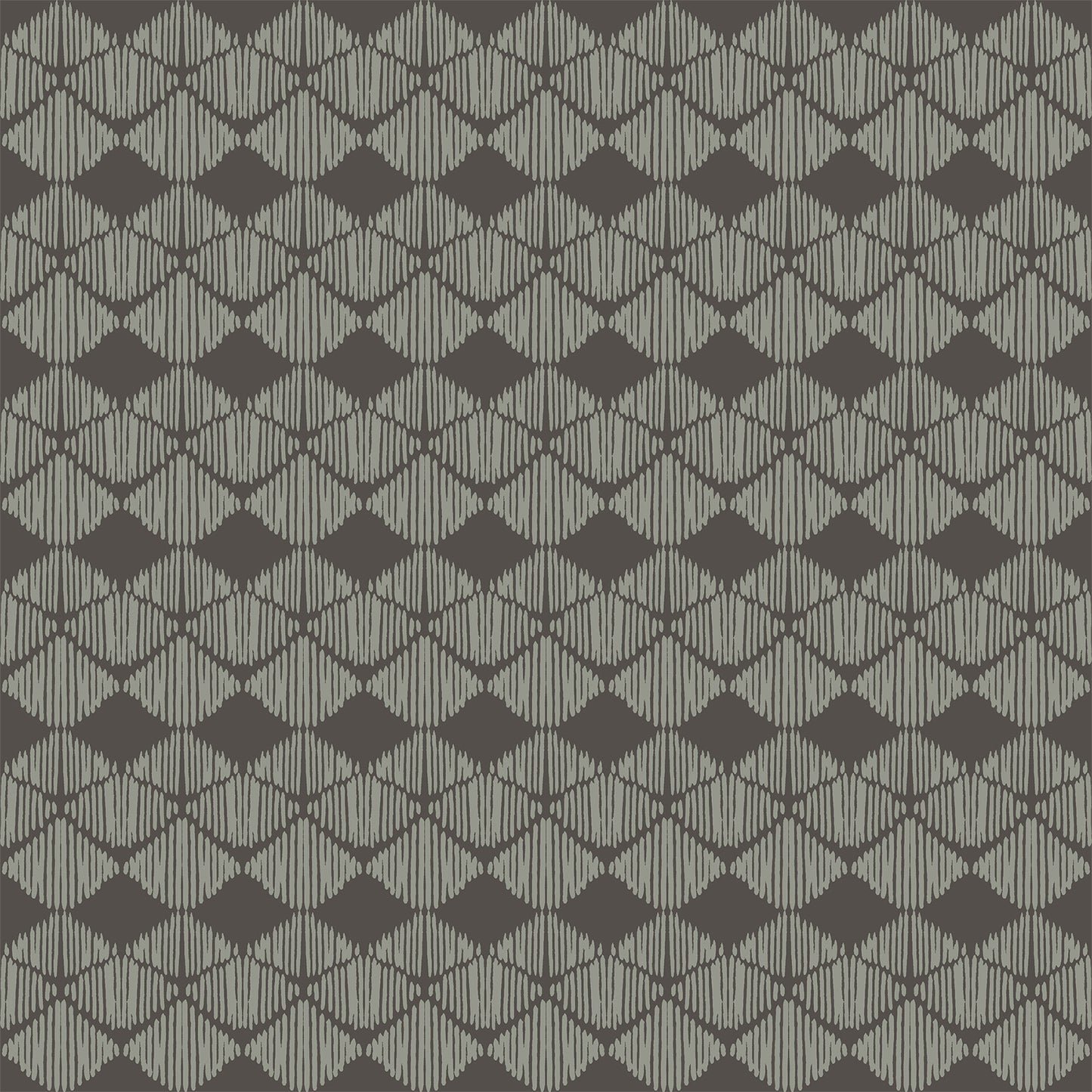 Textured diamond wallpaper pattern in muted brown and sage.