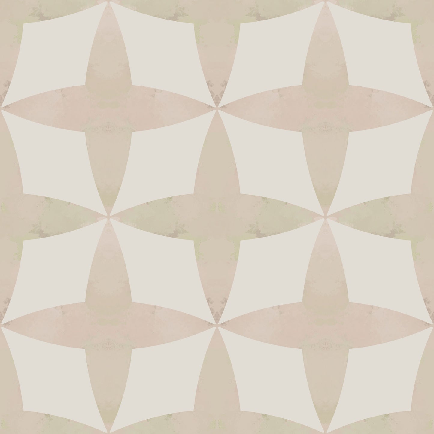 wallpaper pattern of star-shaped neutral tiles in beige and off white