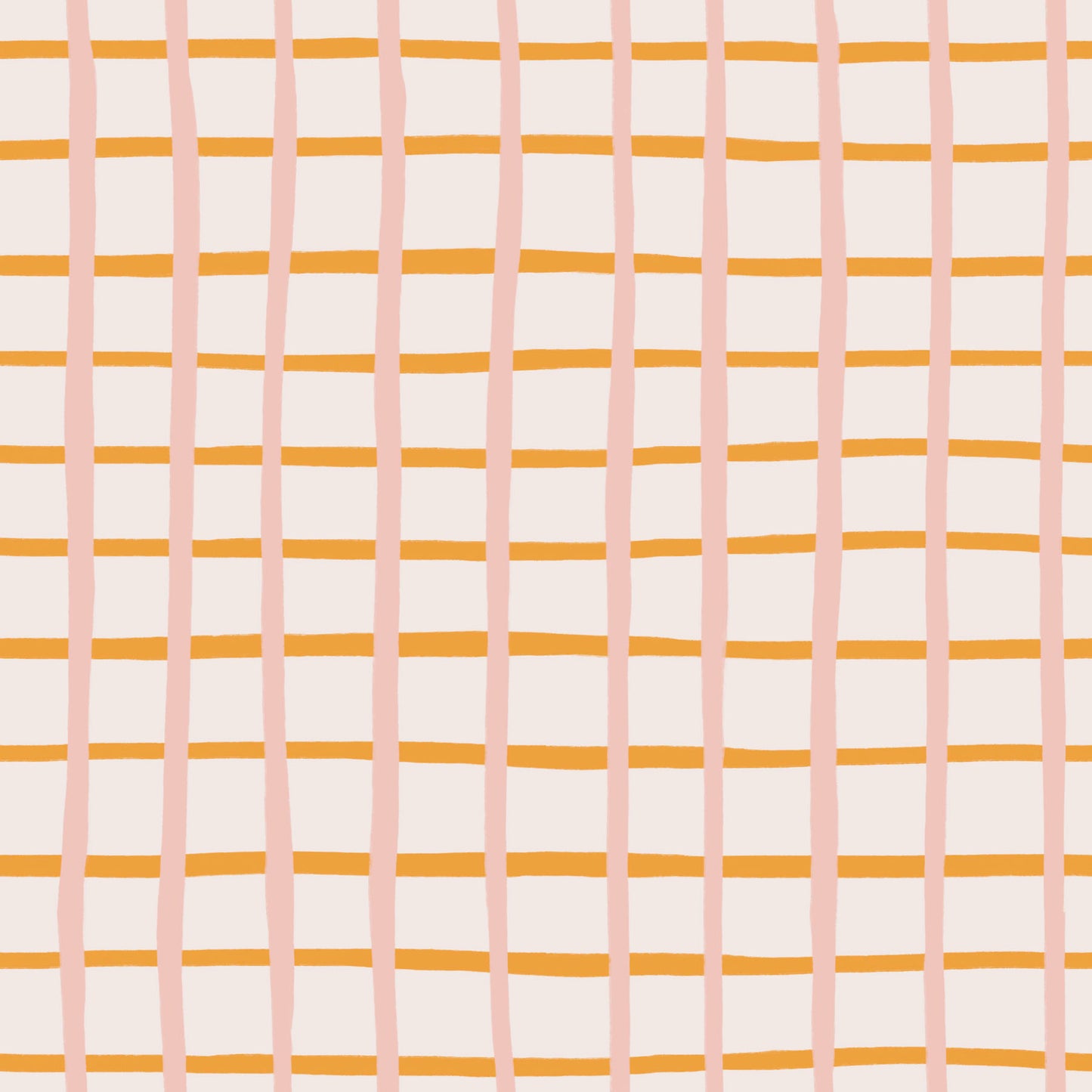 Grid pattern with pink and orange lines on a light pink background.