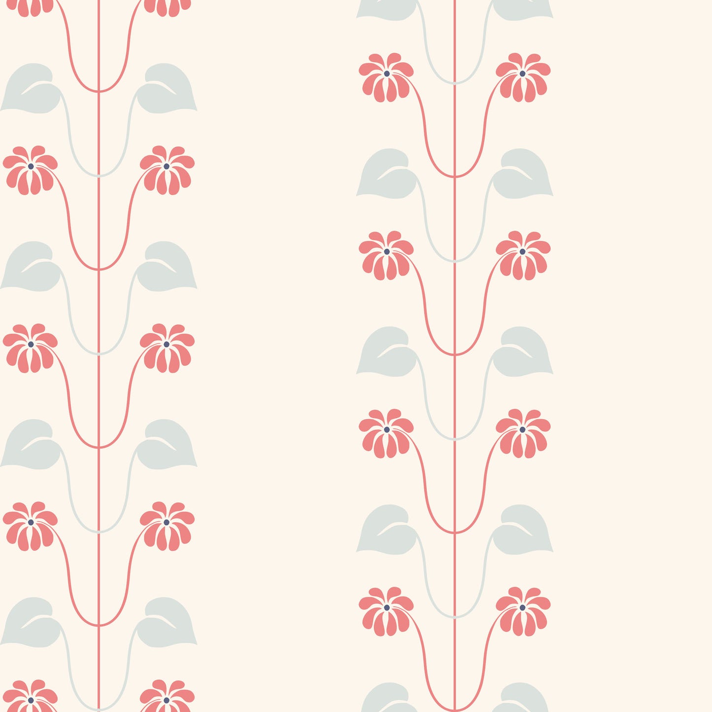 Decorative pattern with pink flowers on a white background.