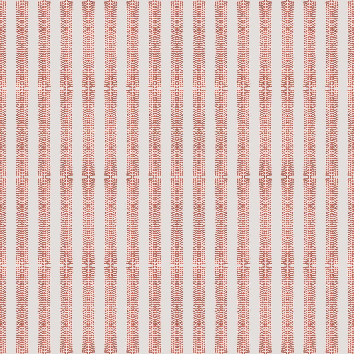 Textured coral pink and white striped wallpaper pattern.