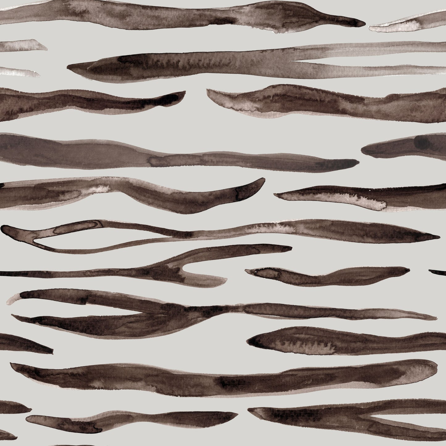 Pattern of brown watercolor wavy lines on a light gray background
