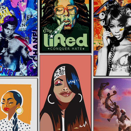 Wall Art Showcasing 30 Famous Black Athletes, Artists, and Icons