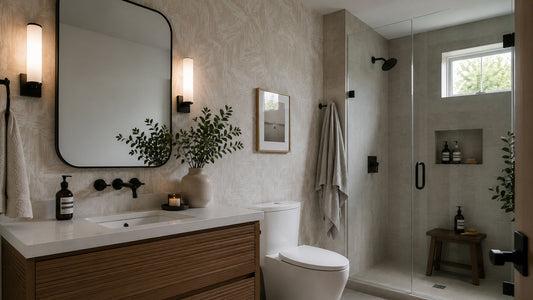Bathroom with wallpaper 