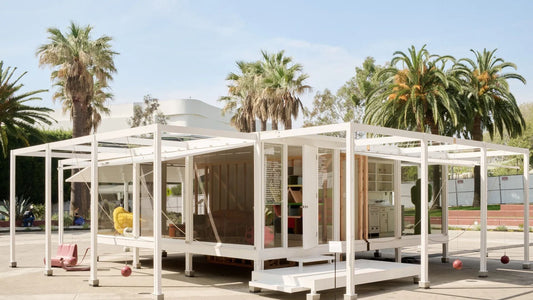 white modular modernist home in Los Angeles furnished and designed by rapper A$AP Rocky.