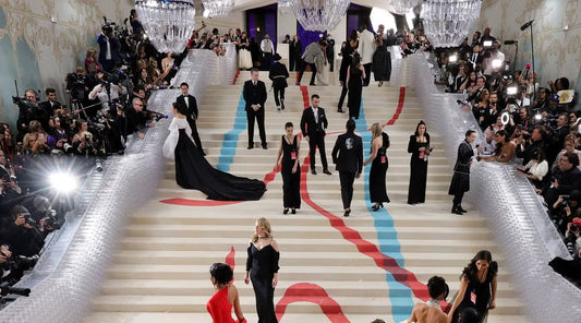 met gala red-carpet entrance with celebrities and paparazzi