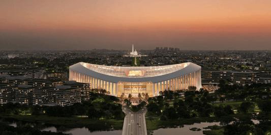 rendering of washington commanders new stadium in D.C