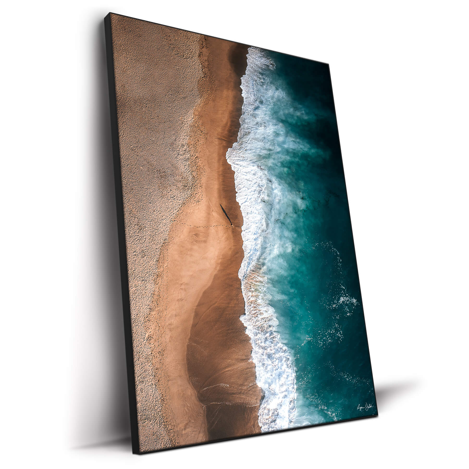 Ocean Wall Art – Aerial Beach Abstract in Blue and Brown Tones