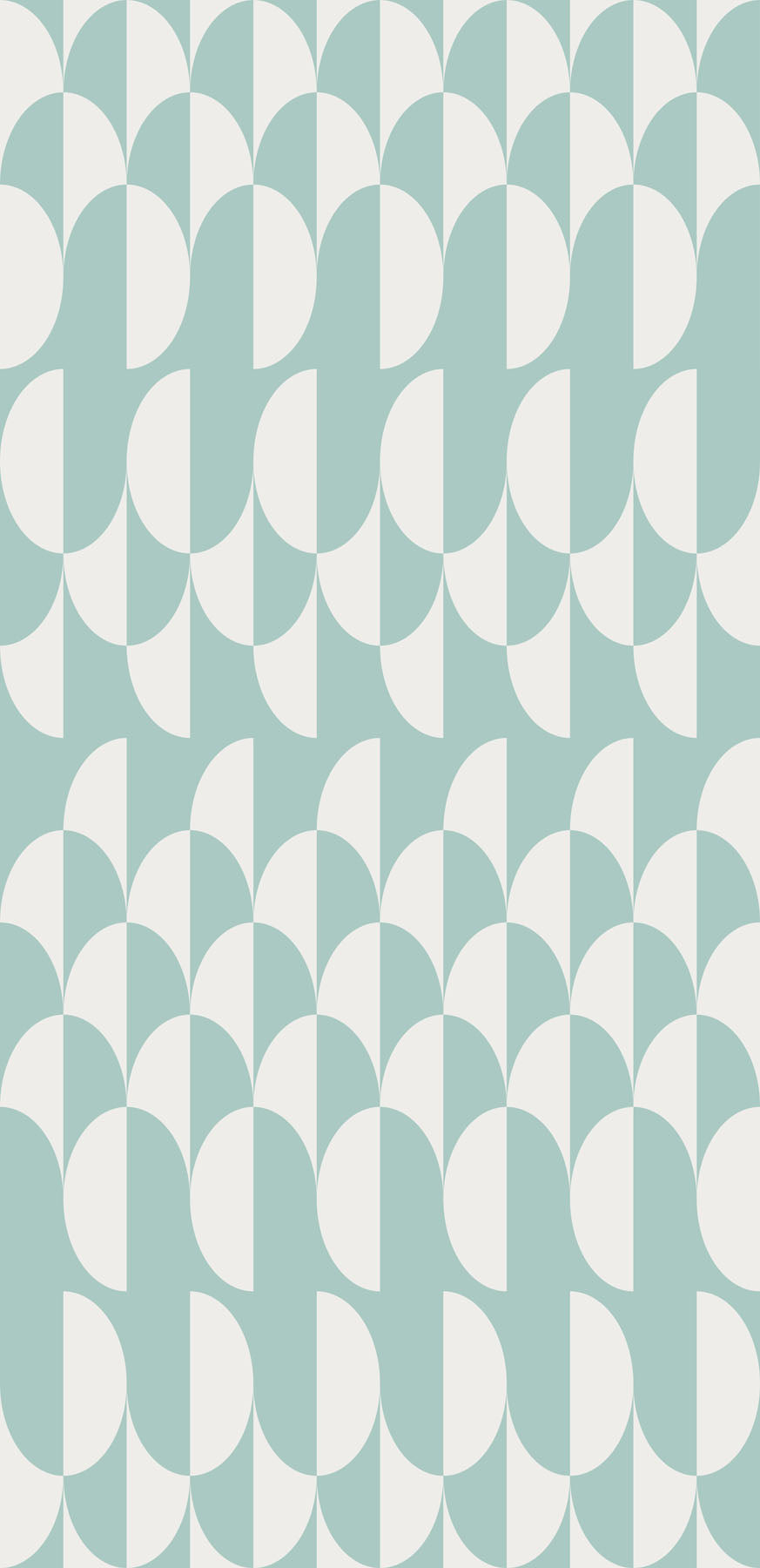 Patterned wallpaper with aqua geometric design on a teal background
