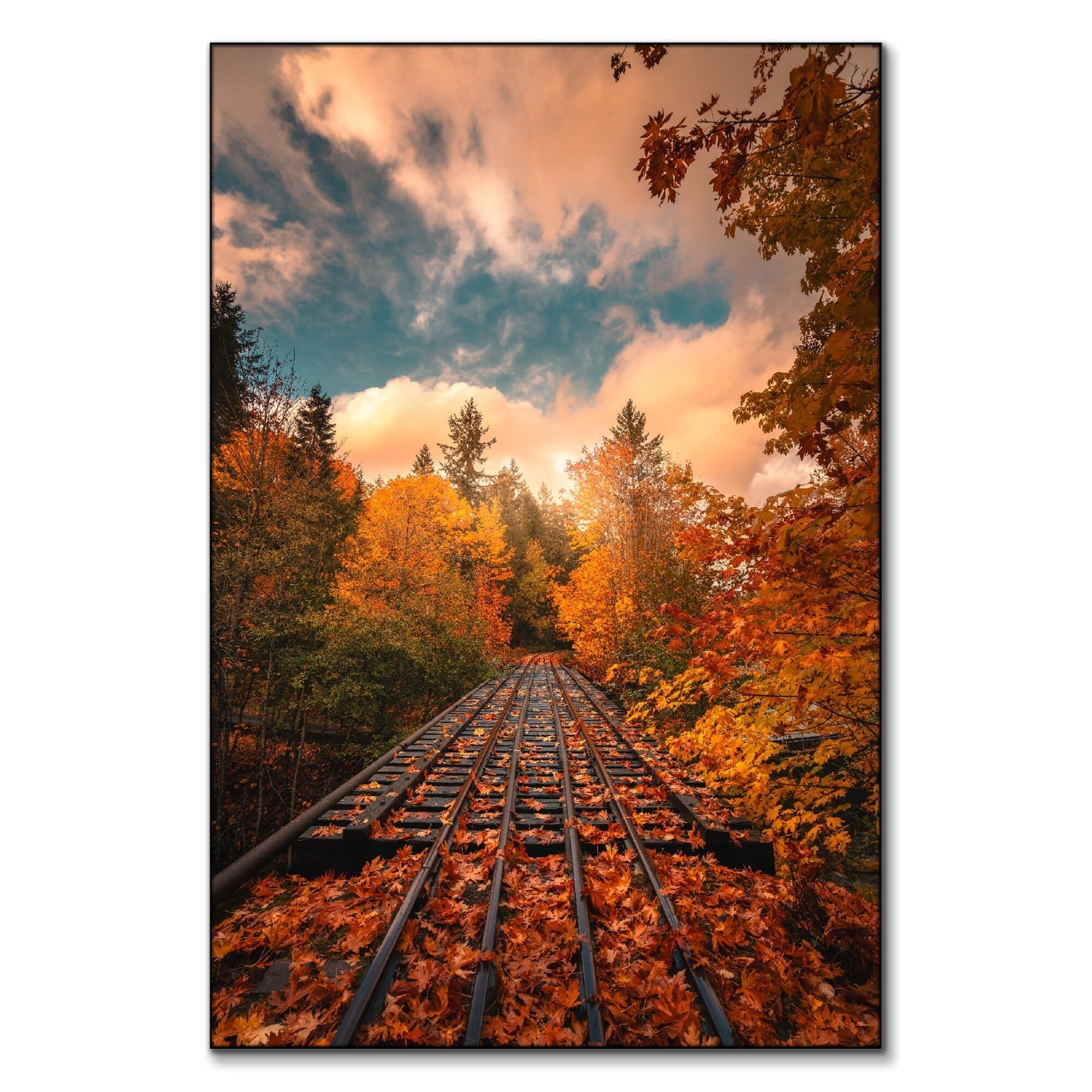 Autumn Leaves Railroad Tracks| BIG Wall Décor