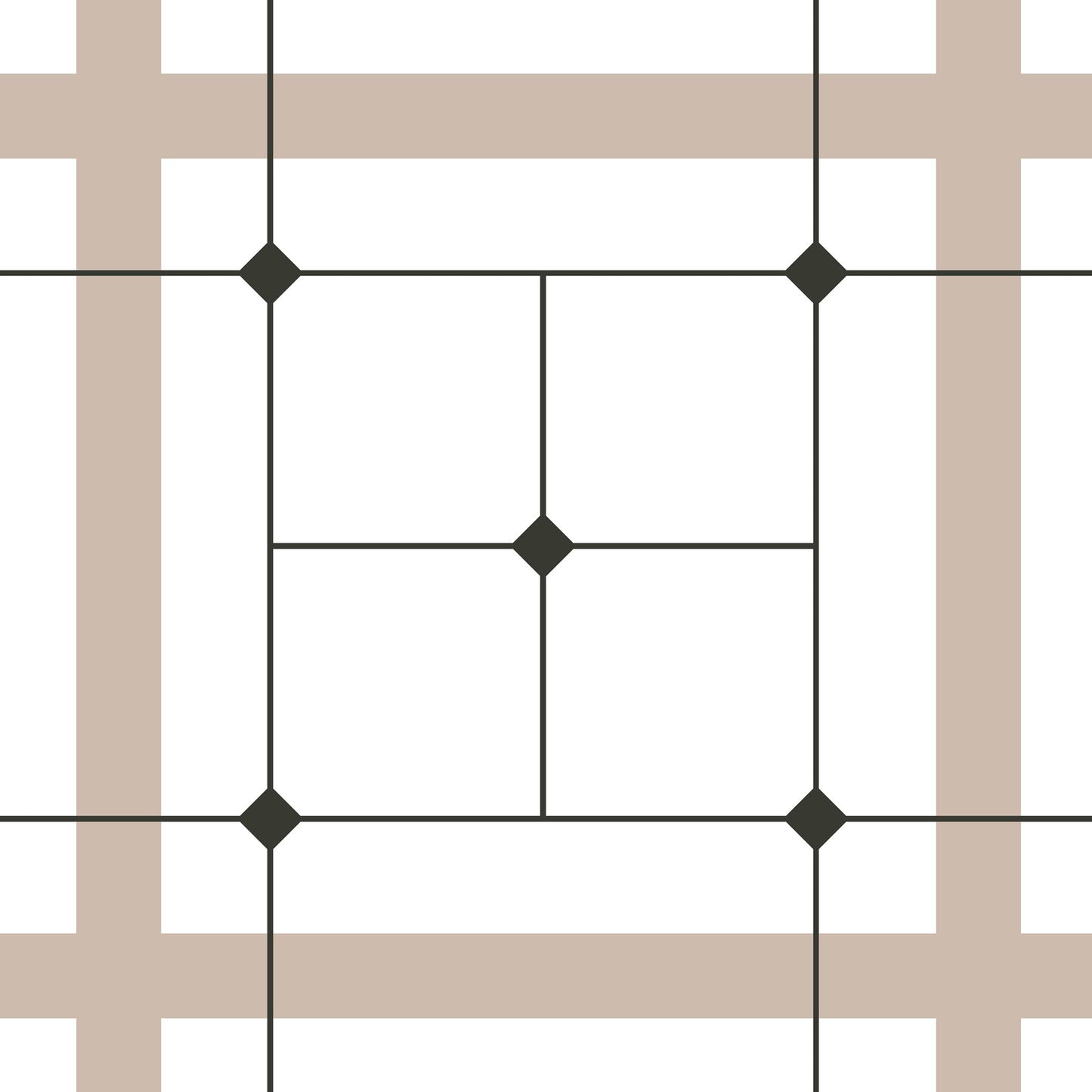 Black grid pattern with beige and white background wallpaper design.
