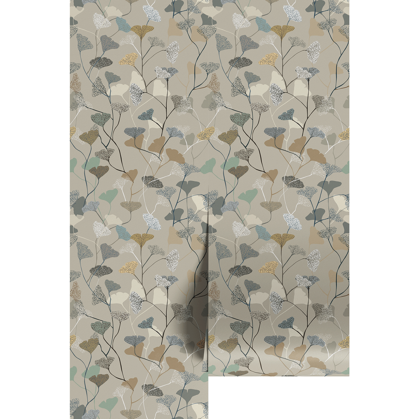 Beige and earthy toned floral leaf pattern on wallpaper pattern.