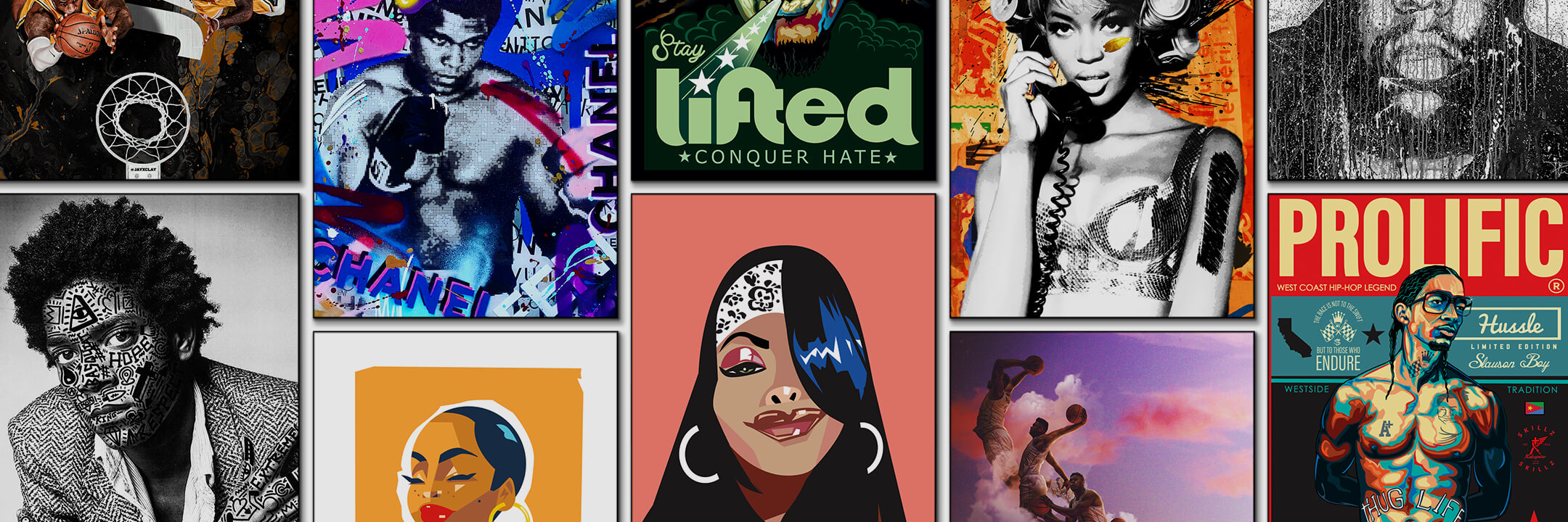 Wall Art Showcasing 30 Famous Black Athletes, Artists, and Icons