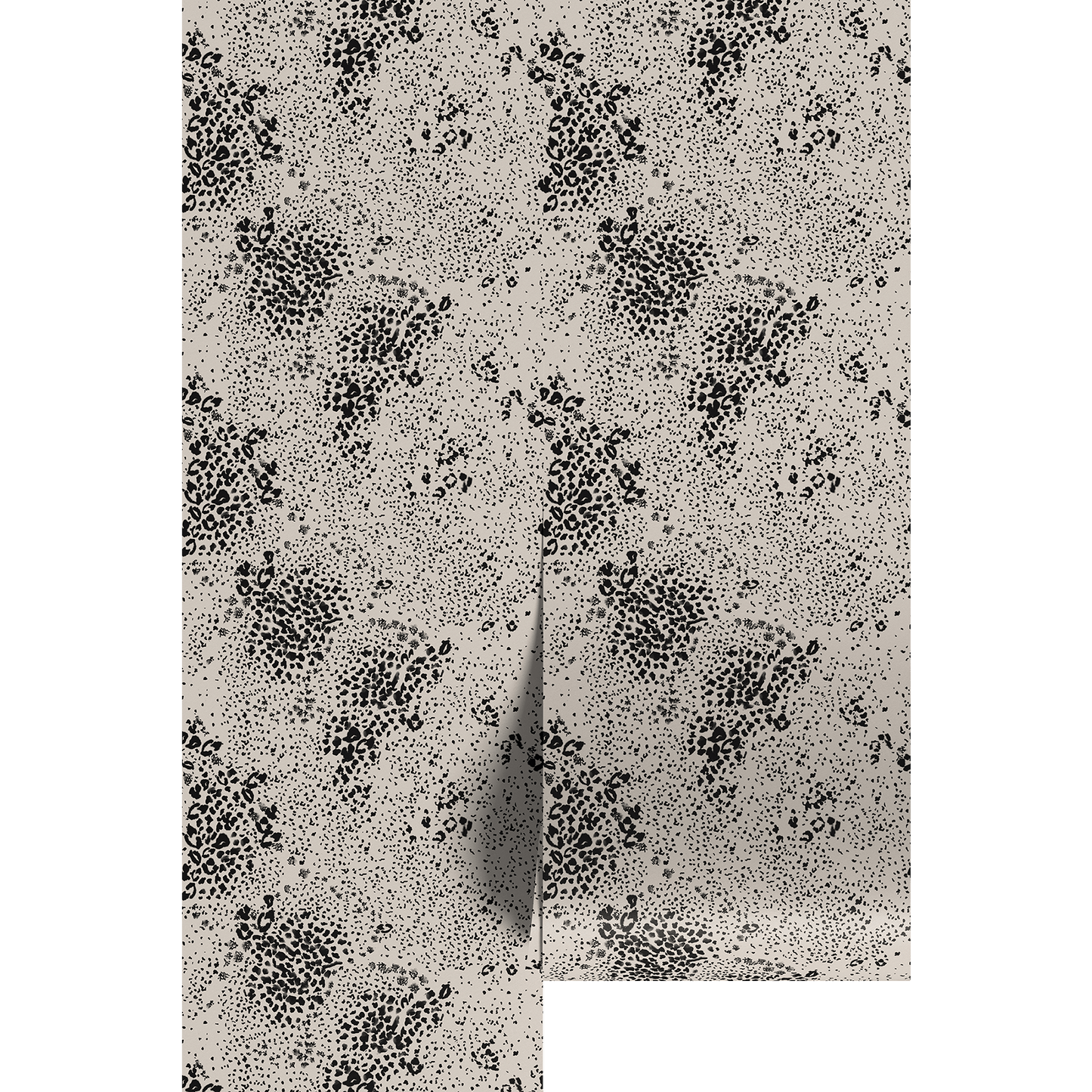 Cream and black chetah pattern on wallpaper panels.