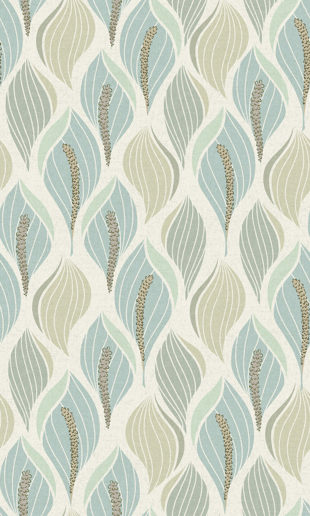 Elegant blue and sage lily wallpaper pattern.