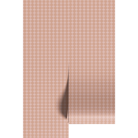 Peach and pink textured diamond pattern design on wallpaper panels.