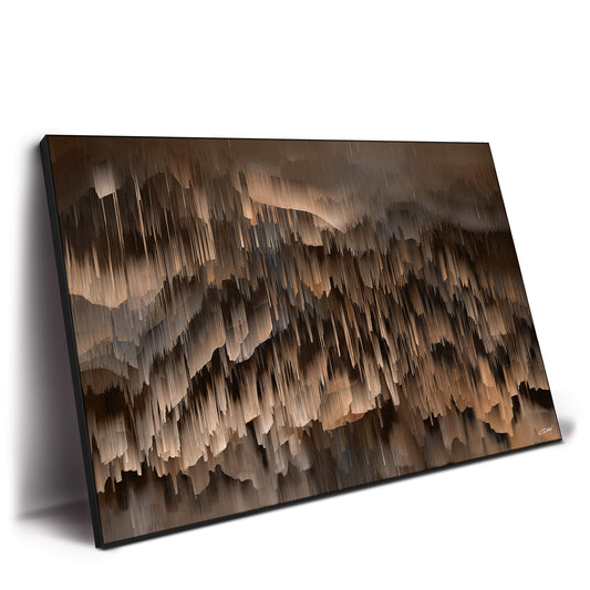 Abstract digital artwork with brown hues, featuring layered texture and soft transitions.