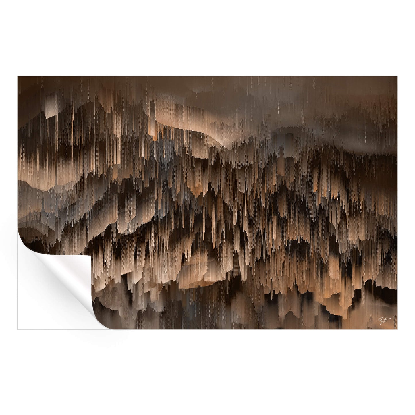 Abstract digital artwork with brown hues, featuring layered texture and soft transitions.