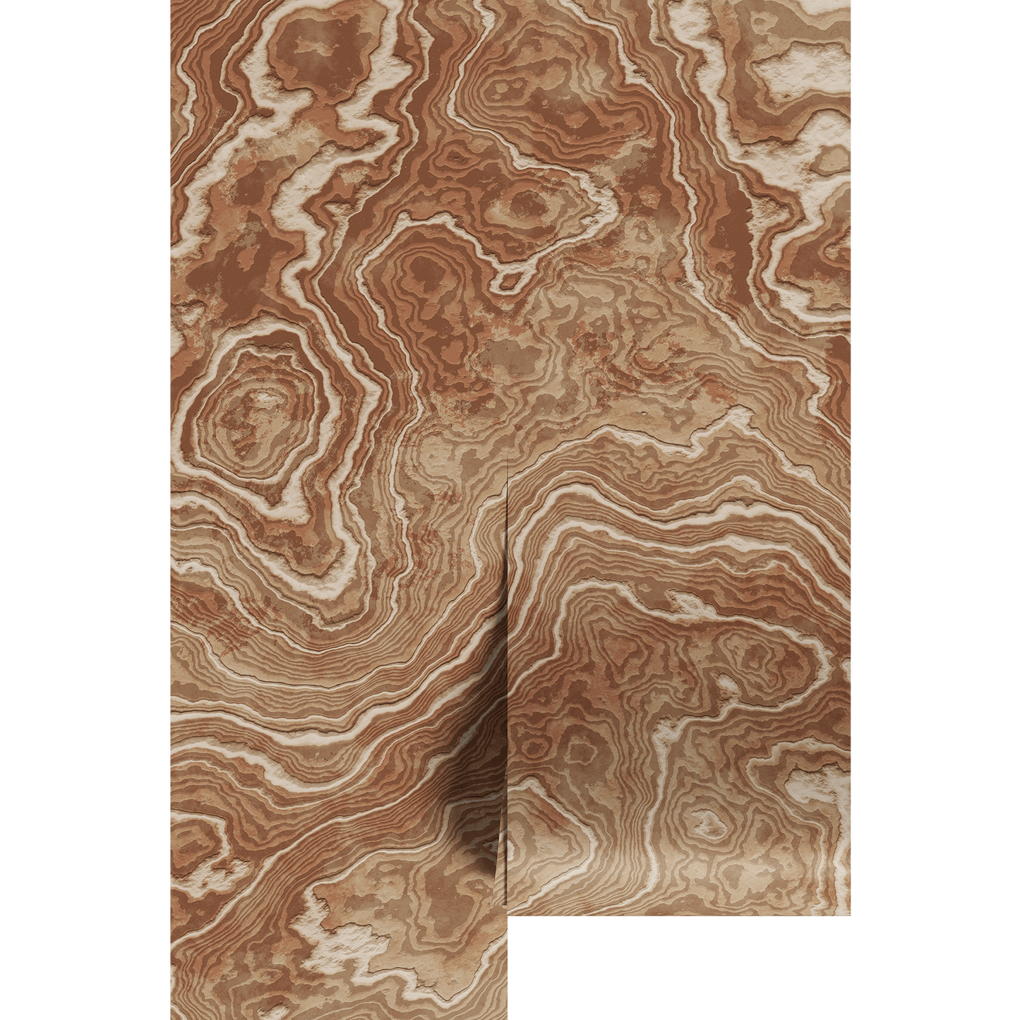 Brown and beige marbled pattern on a white background