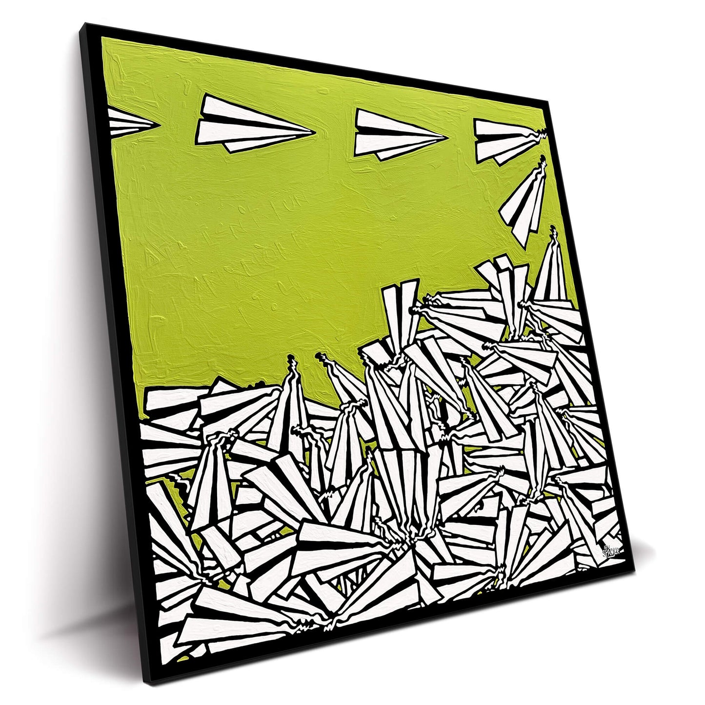 paper airplane art green background