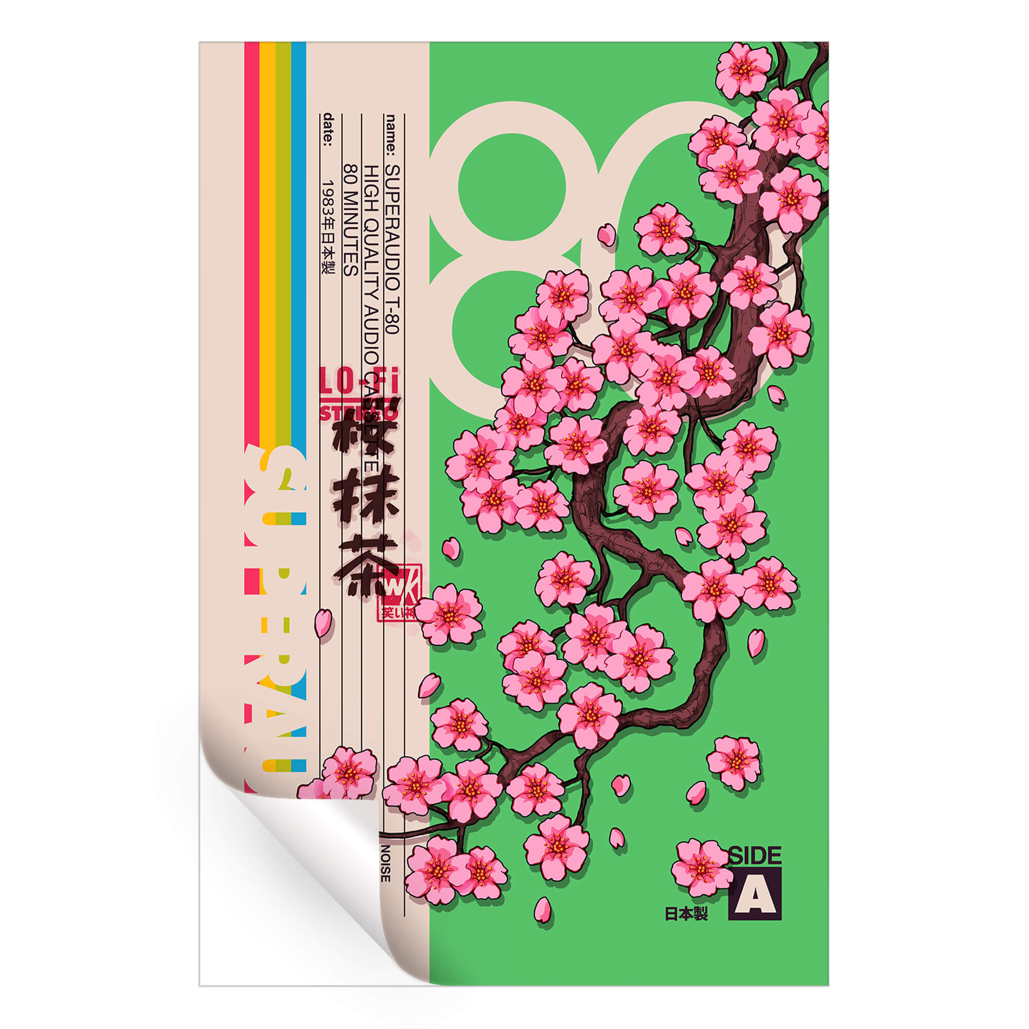 Cherry Blossom VHS Vaporwave Pop Art | BIG Wall Décor