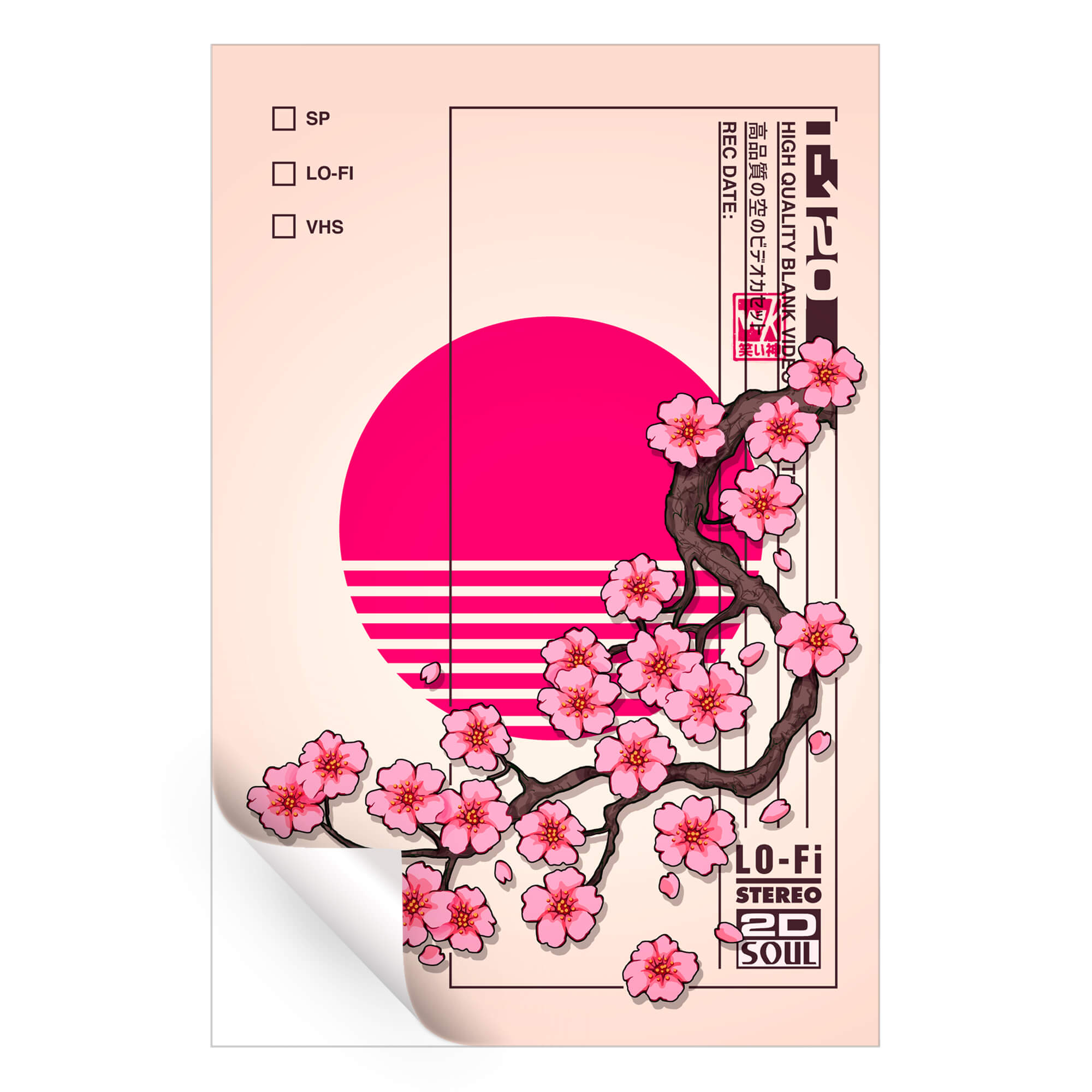 Cherry Blossom Vaporwave Sunset | BIG Wall Décor