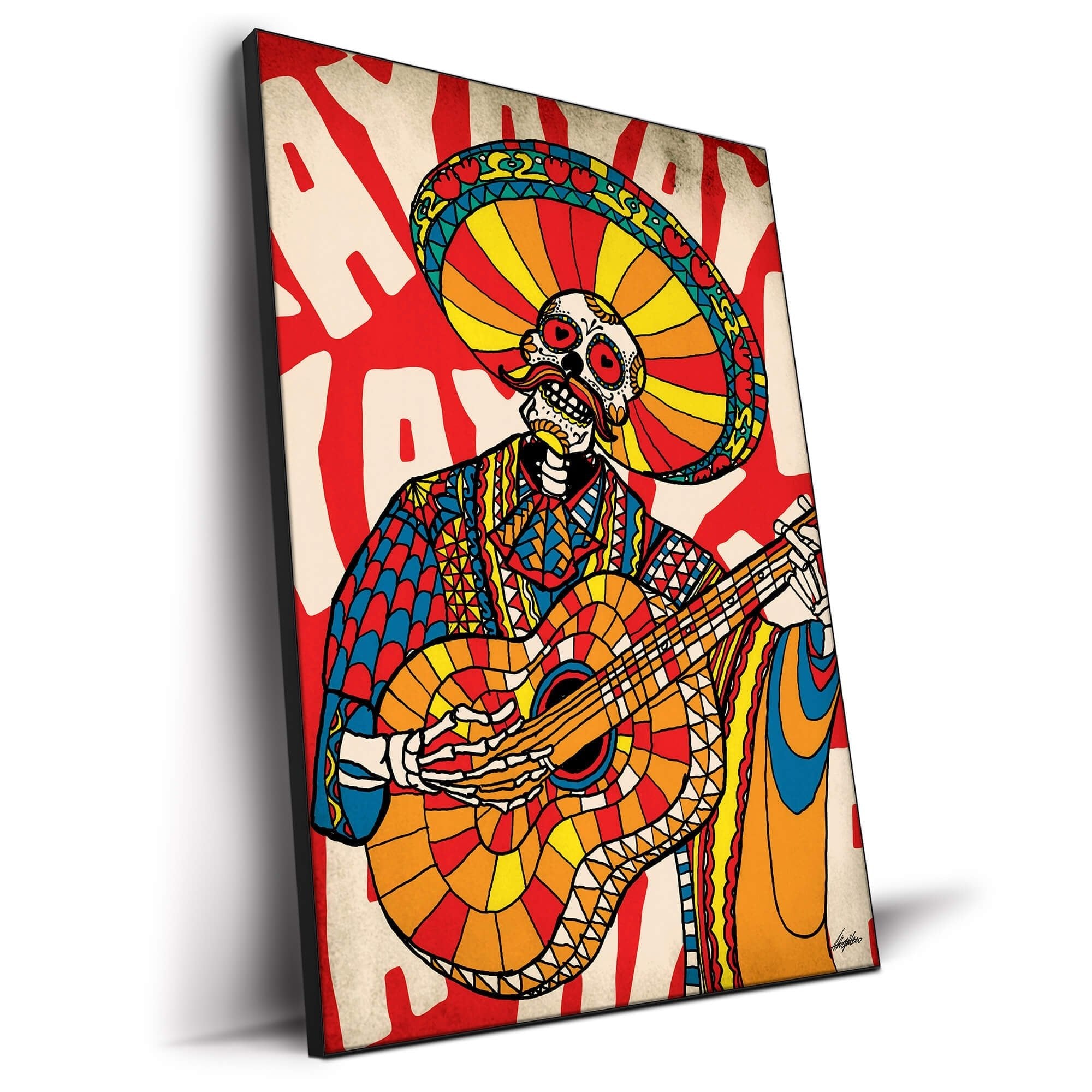 Mexican Guitar Skeleton Illustration | BIG Wall Décor