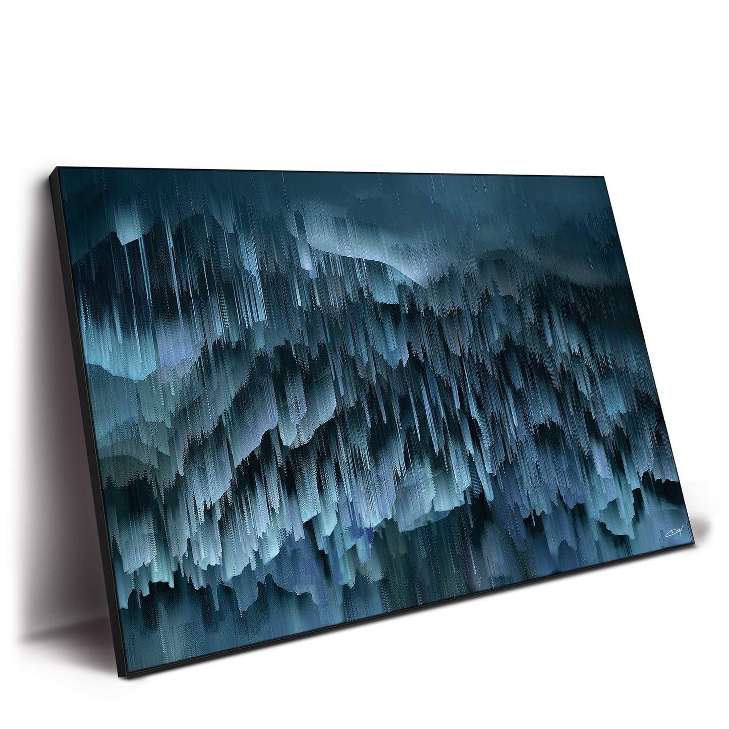 Digital abstract artwork with slate blue hues, creating a soothing textured composition.