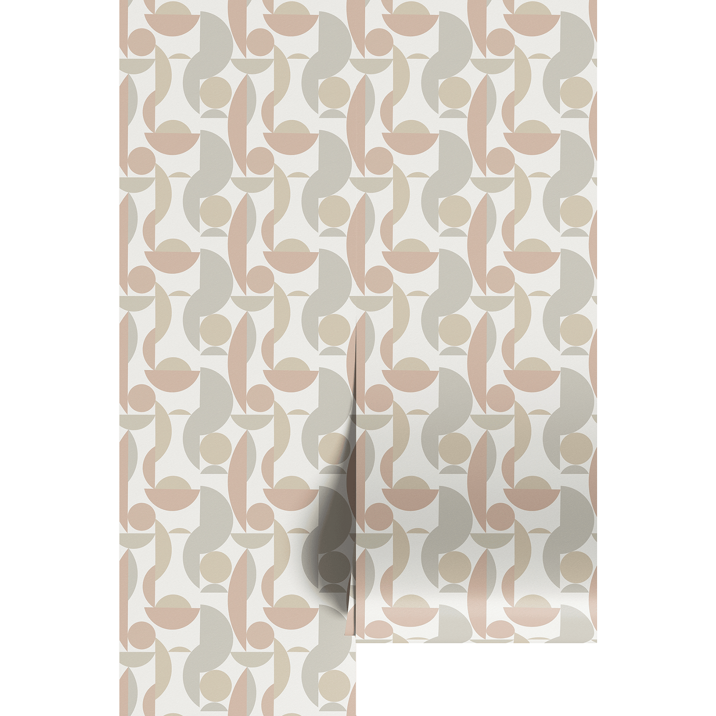 Patterned paper with neutral abstract geometric shapes on a white background
