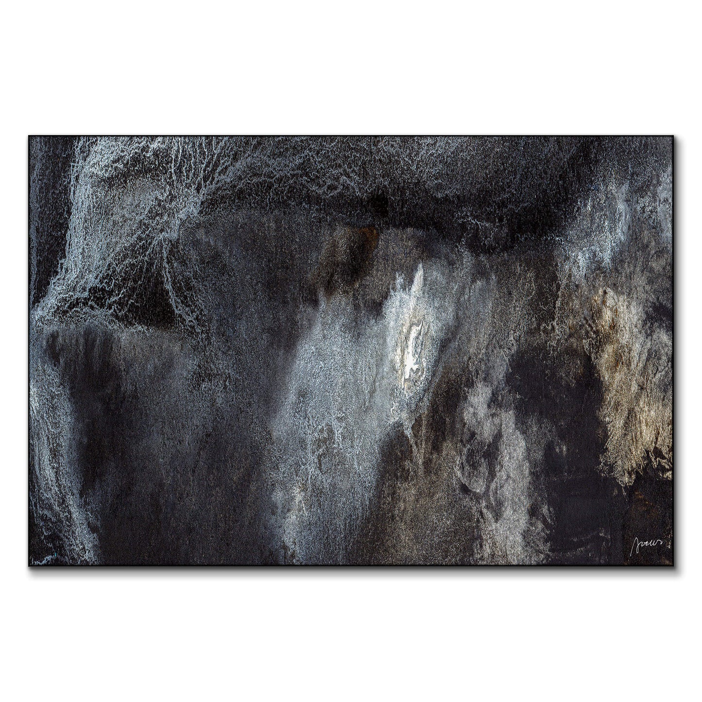 Dark neutral abstract texture art with deep charcoal and black tones.