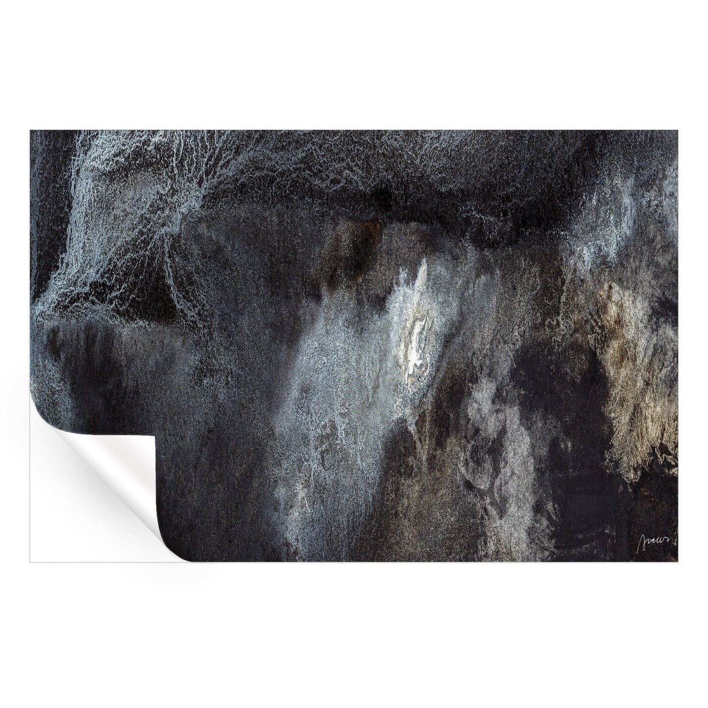 Dark neutral abstract texture art with deep charcoal and black tones.
