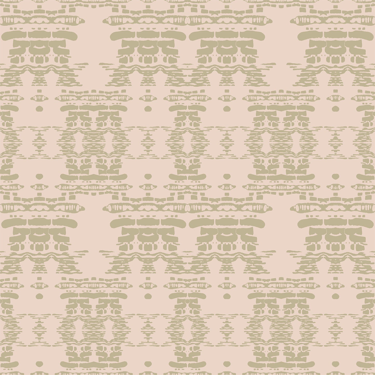 Patterned wallpaper with geometric design on a pinkish beige background