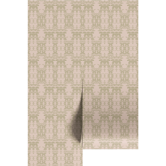 Textured boho geometric pattern on two wallpaper panels.