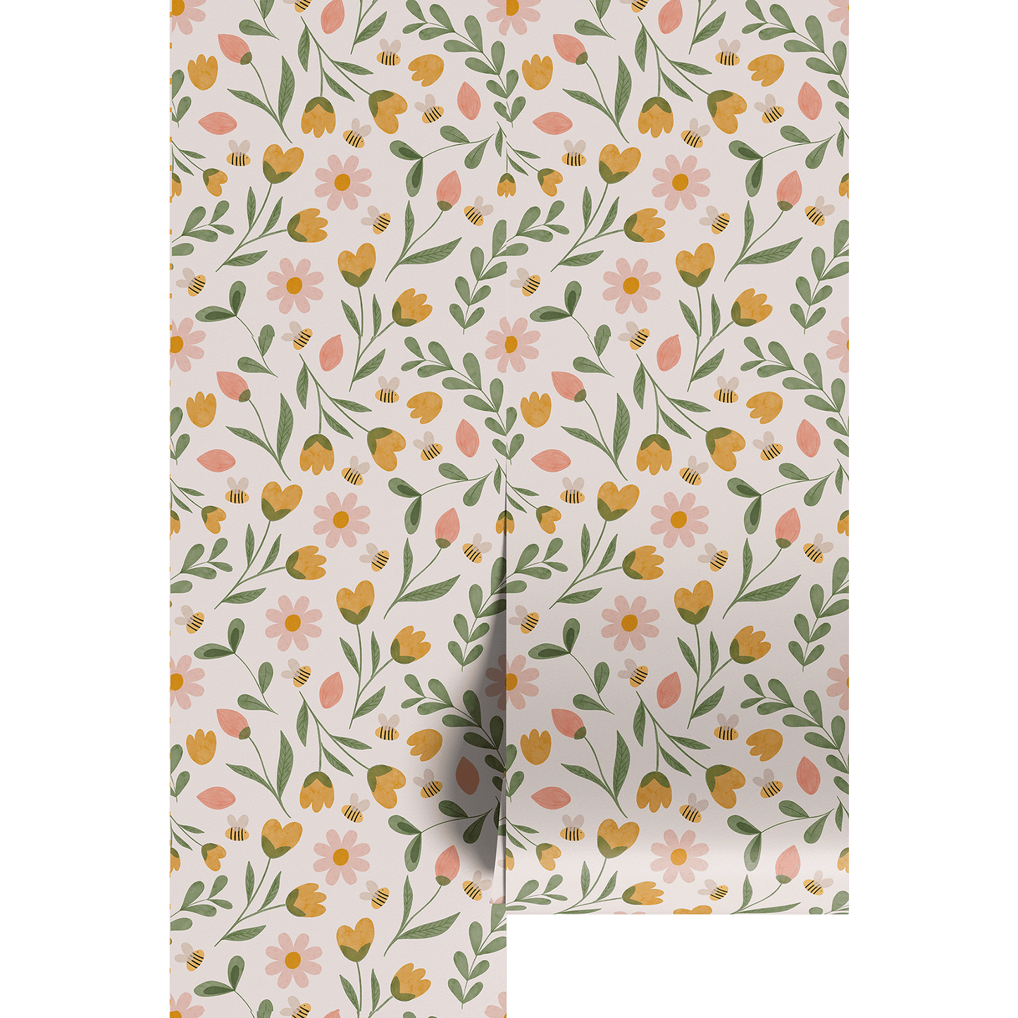 Floral patterned paper with small flowers and leaves on a white background