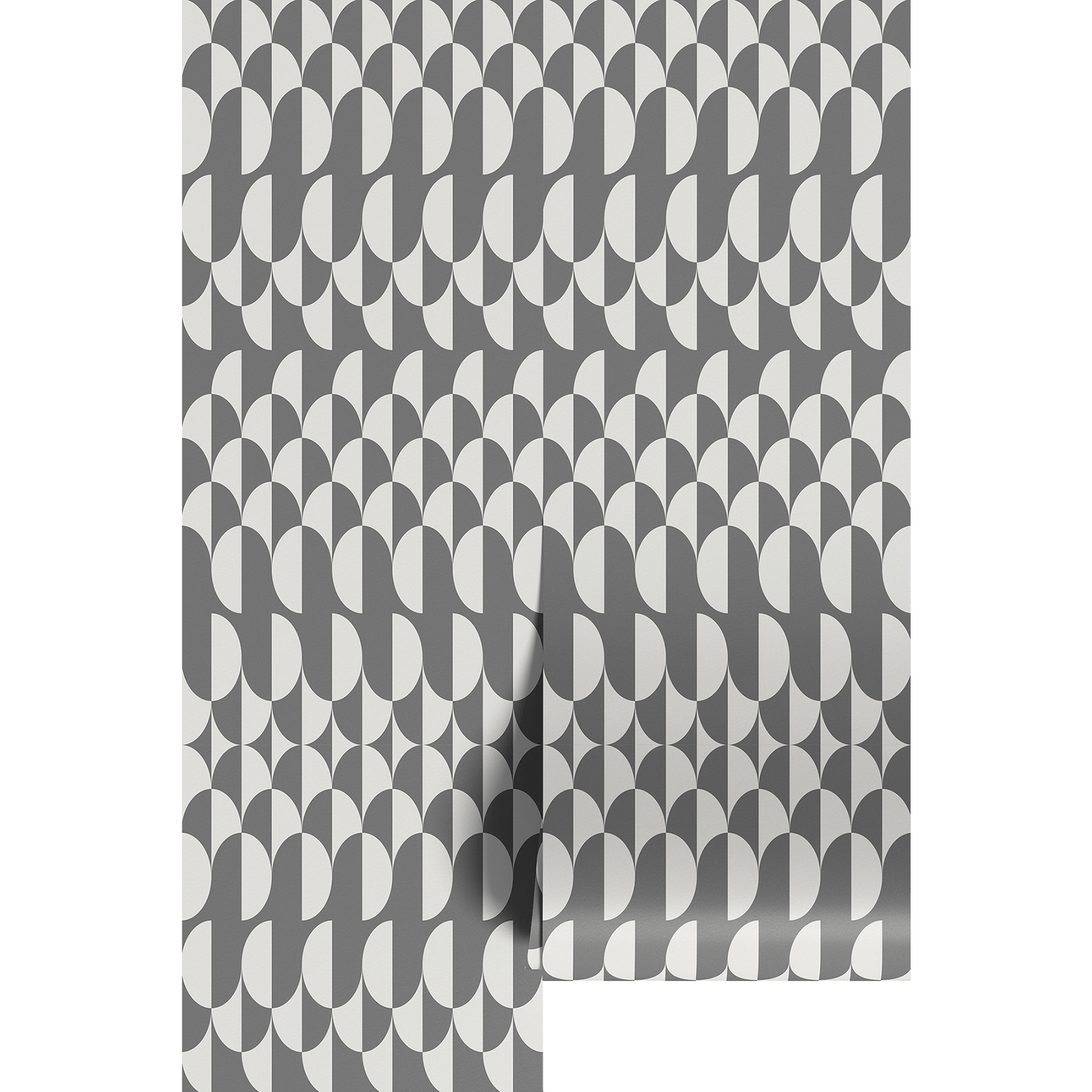 Patterned paper with gray geometric design on a white background