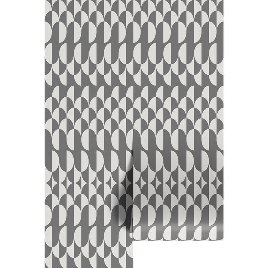 Patterned paper with gray geometric design on a white background