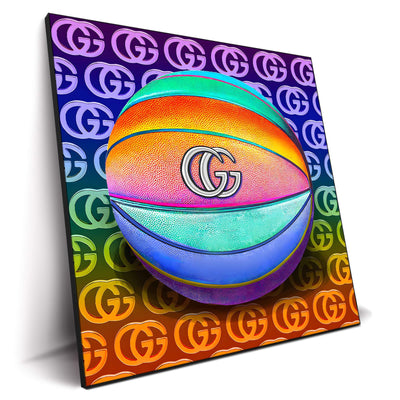 オマージュ アート シックチャーリー ロゴ 絵画 グッチ Gucci ライオン Gucci-Basketball-Vibrant-Pop-Art-Print | BIG Wall Décor