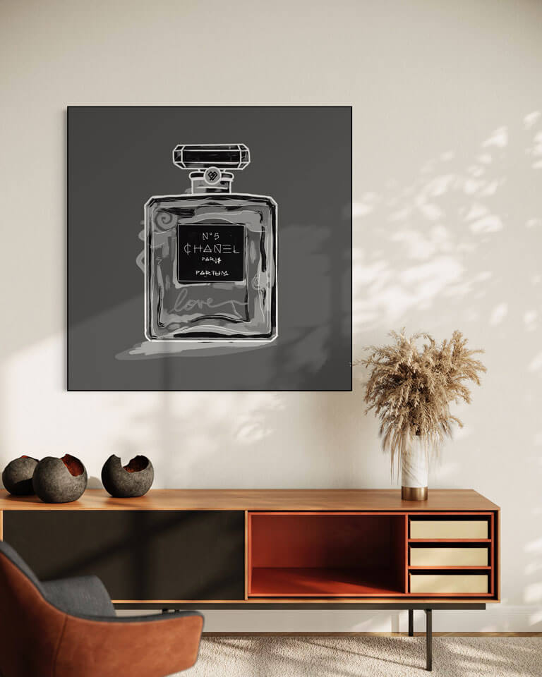 Grey Chanel No.5 Wall Art | BIG Wall Décor