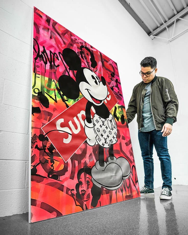 Mickey Supreme | Lukas Avalon | Large pop art fabric wall art of Mickey Mouse