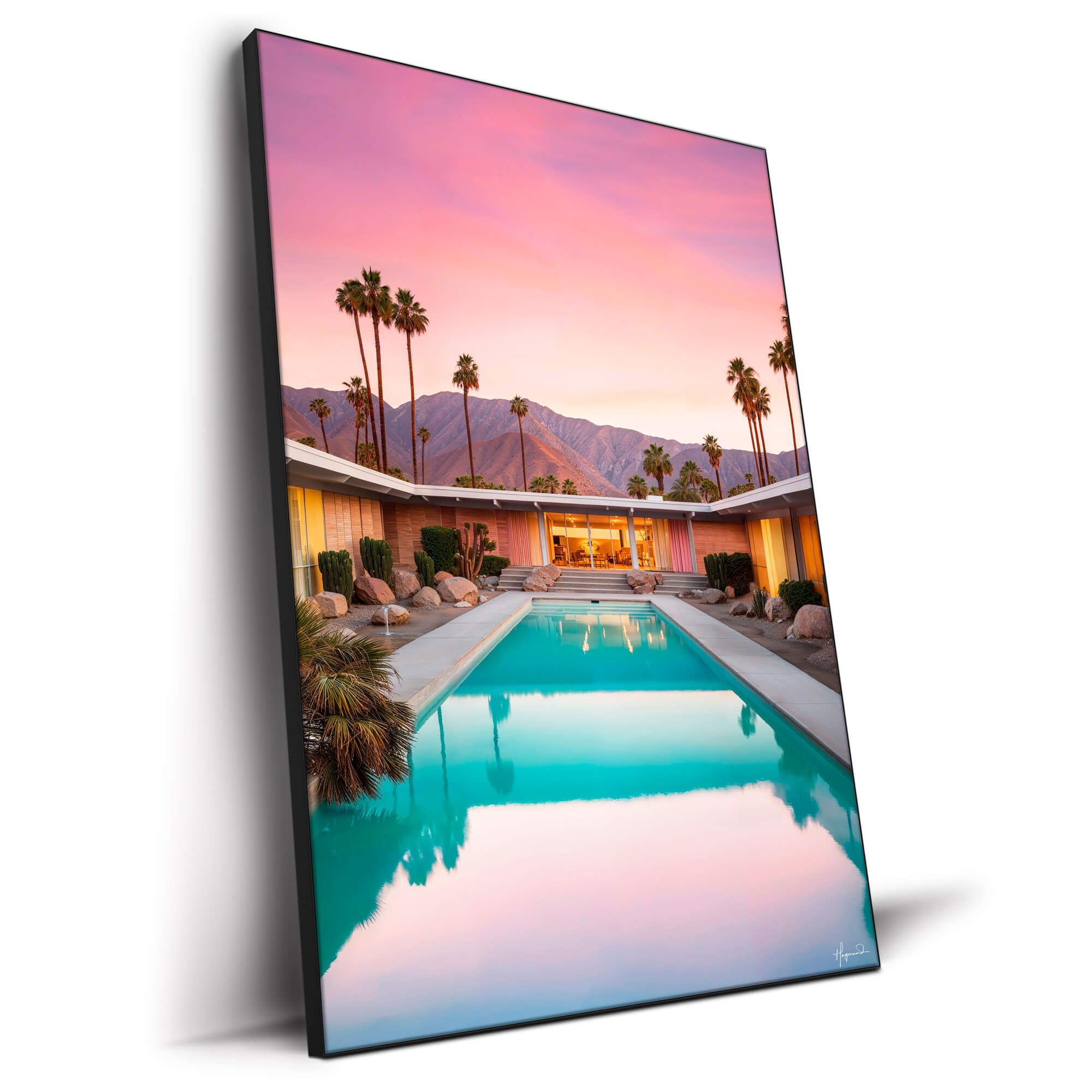 T*様 Palm Springs Pool Club A2サイズ額装作品 Palm Springs Mid-Century Pool Wall Art | BIG Wall Décor