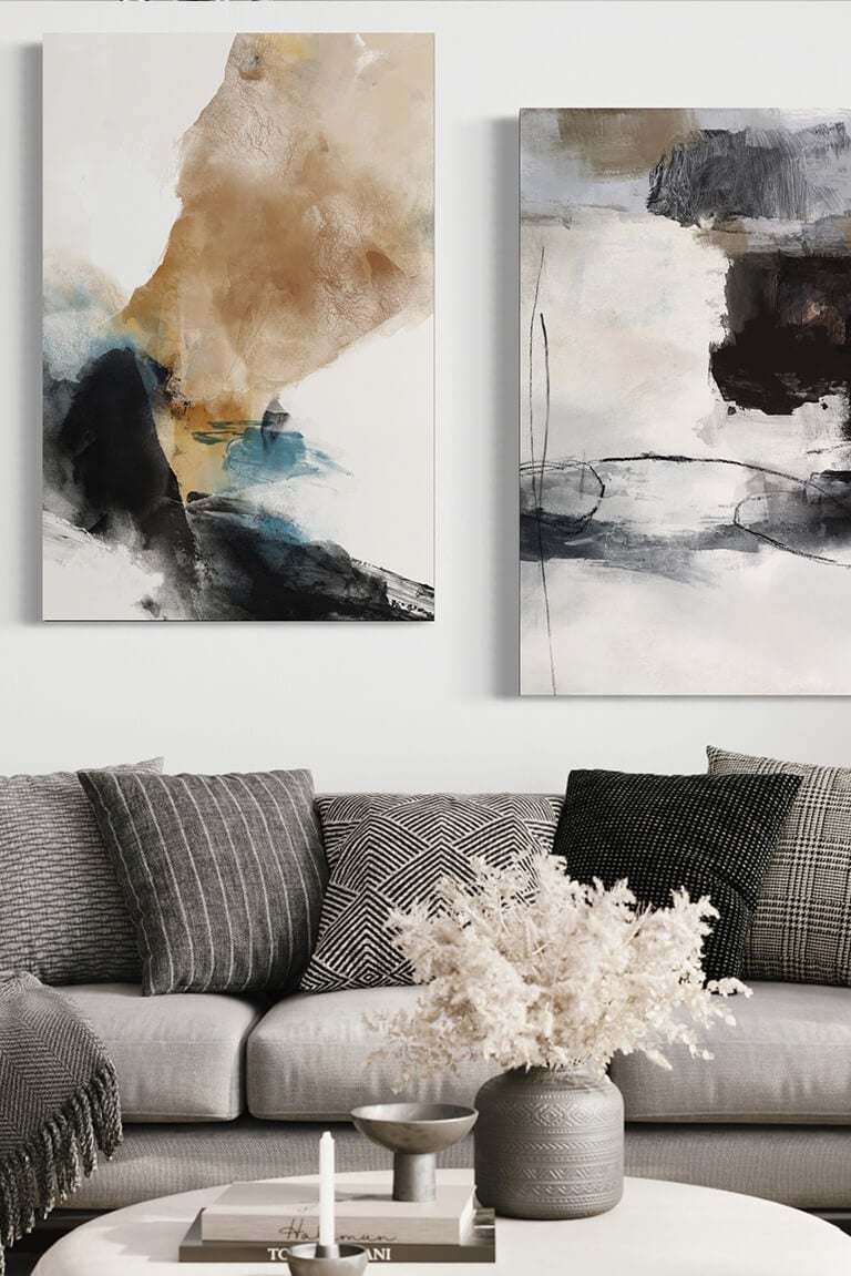 Modern Black and White Abstract Wall Art for your Living Room