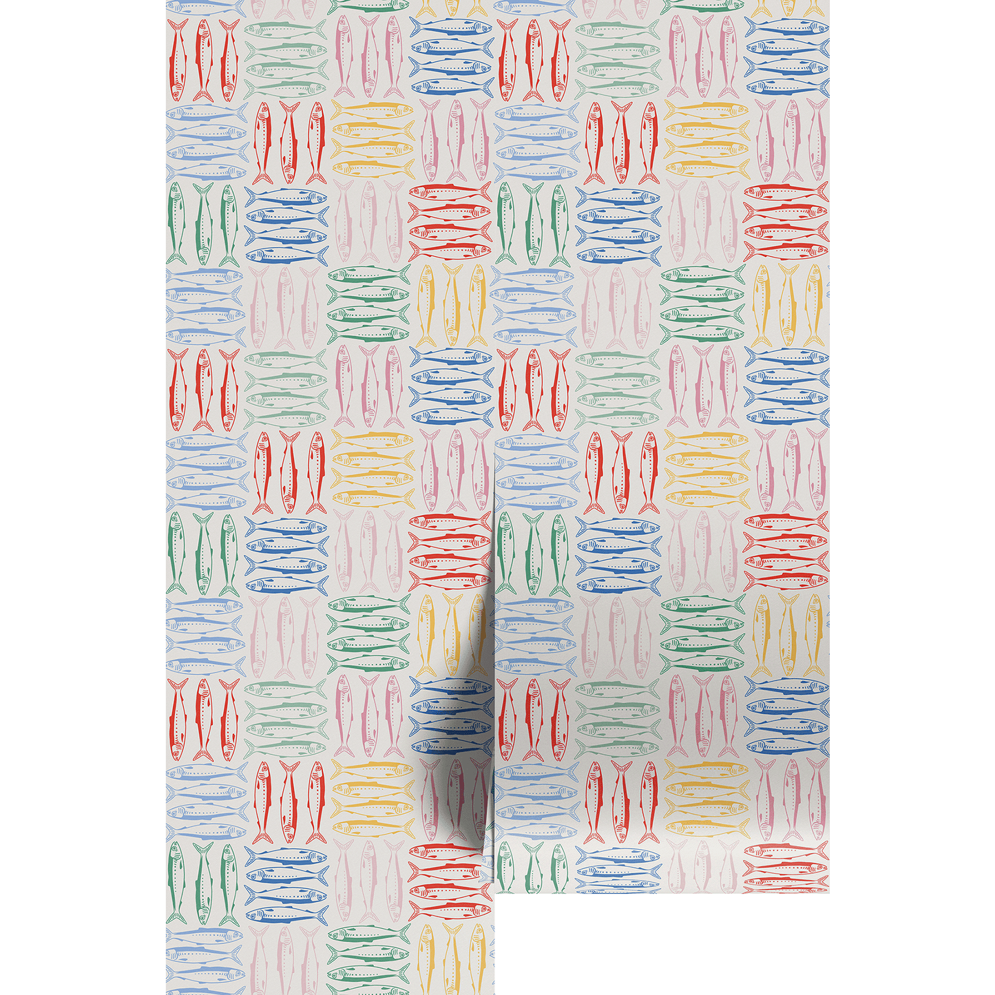 Colorful sardine pattern on a white background