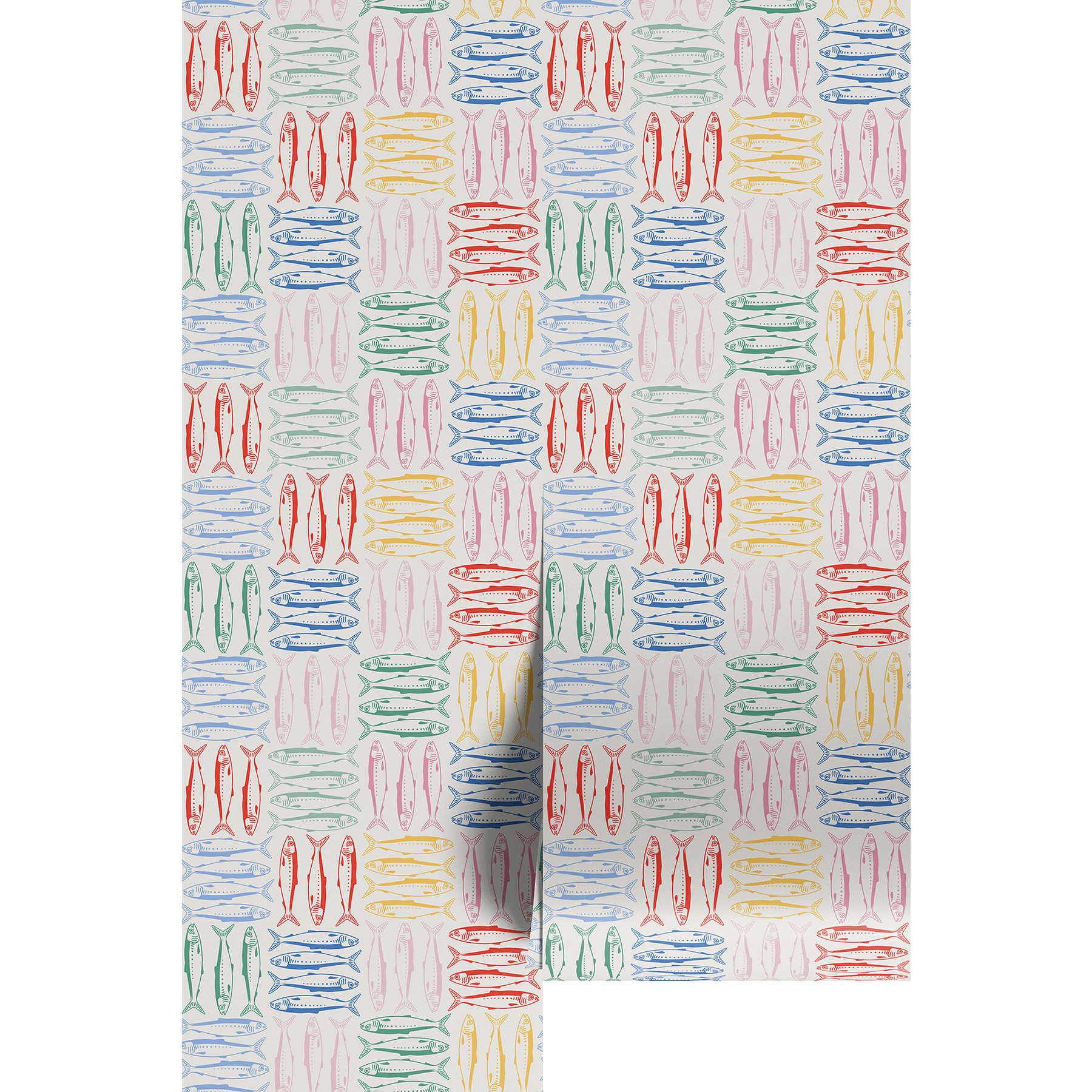 Colorful sardine pattern on a white background